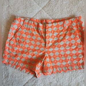 Size 8 Stylus Neon Tangerine Fun Diamond Embroidered Shorts Mid Rise Preppy Chic